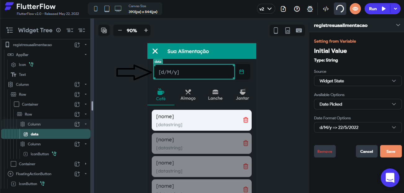 Show current date before selecting a date | FlutterFlow