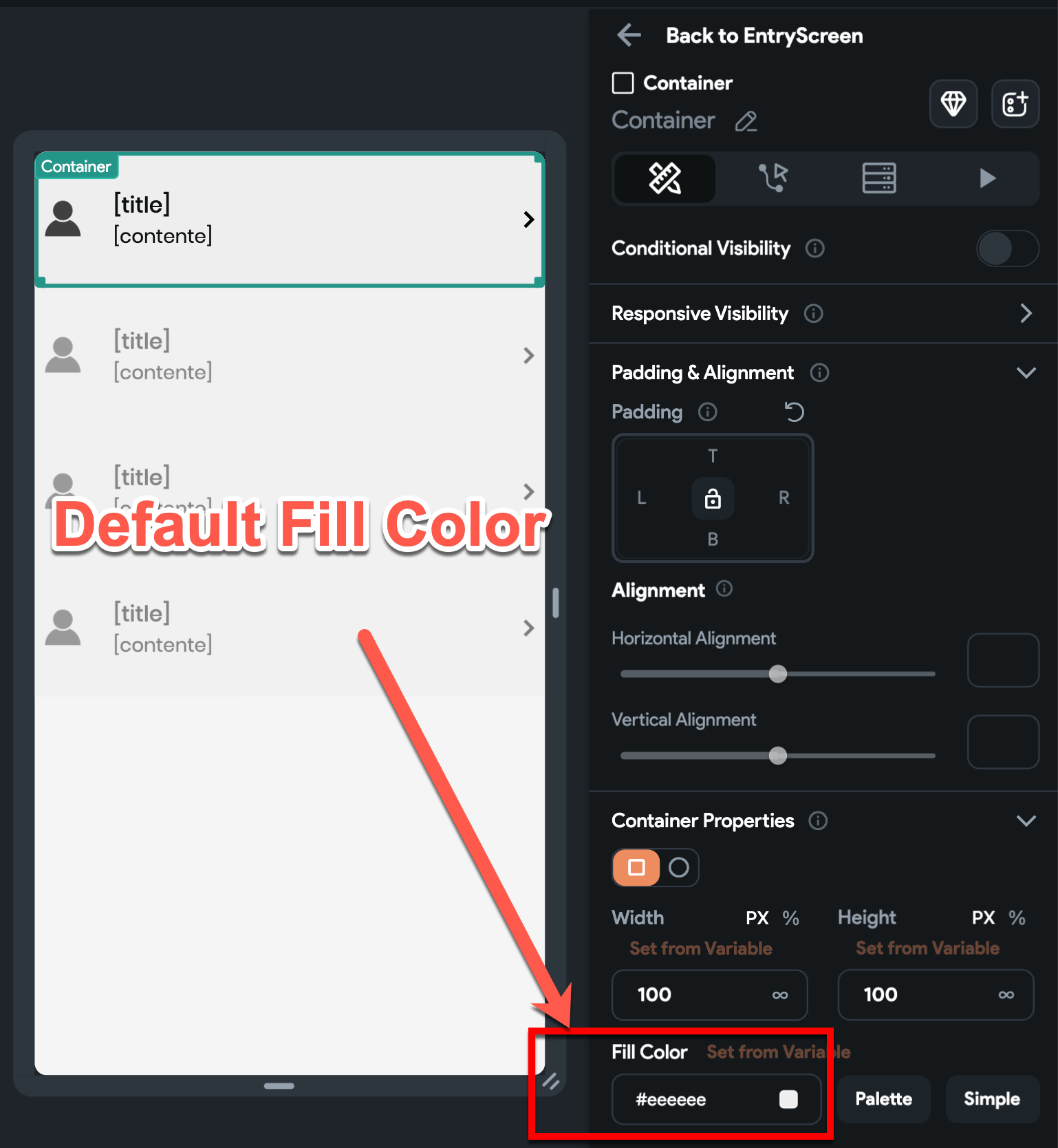 Container Default Fill Color | FlutterFlow