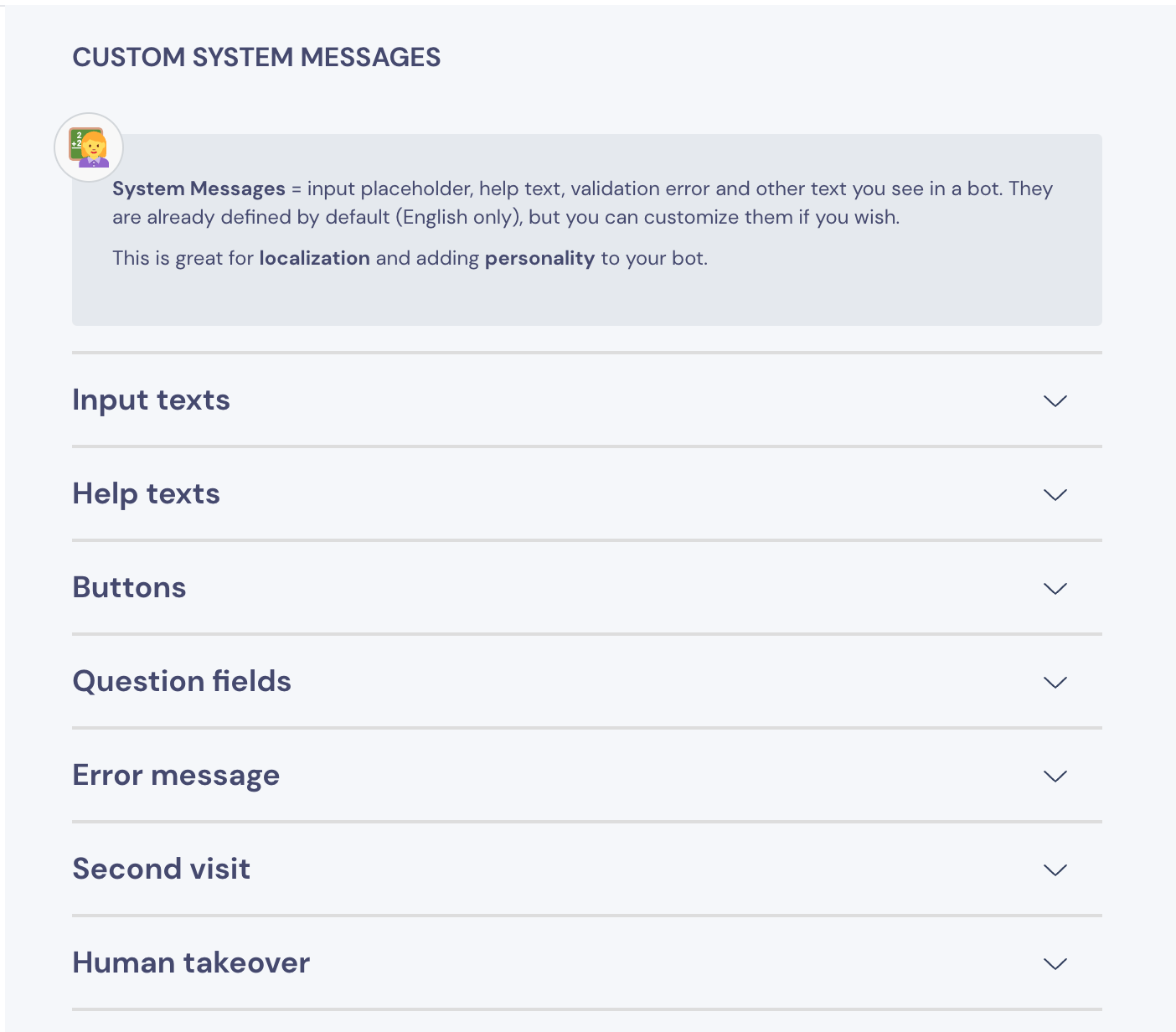 Custom System Messages | Landbot