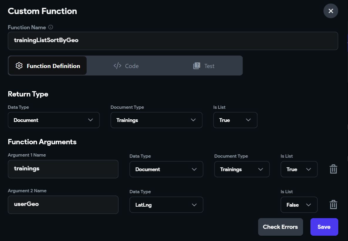 Custom Function Distance between User Geo and Entity Geo | FlutterFlow