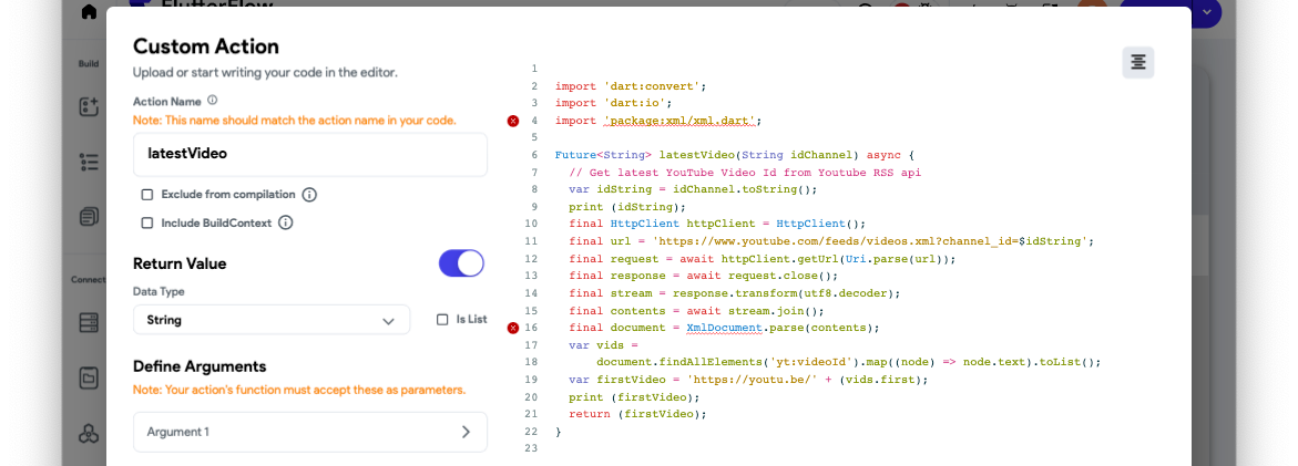 Getting the latest YouTube video for a page in a Flutter app built in ...
