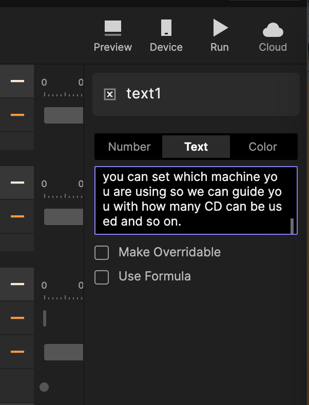 Option to show bigger box for text variables – for text variables that ...