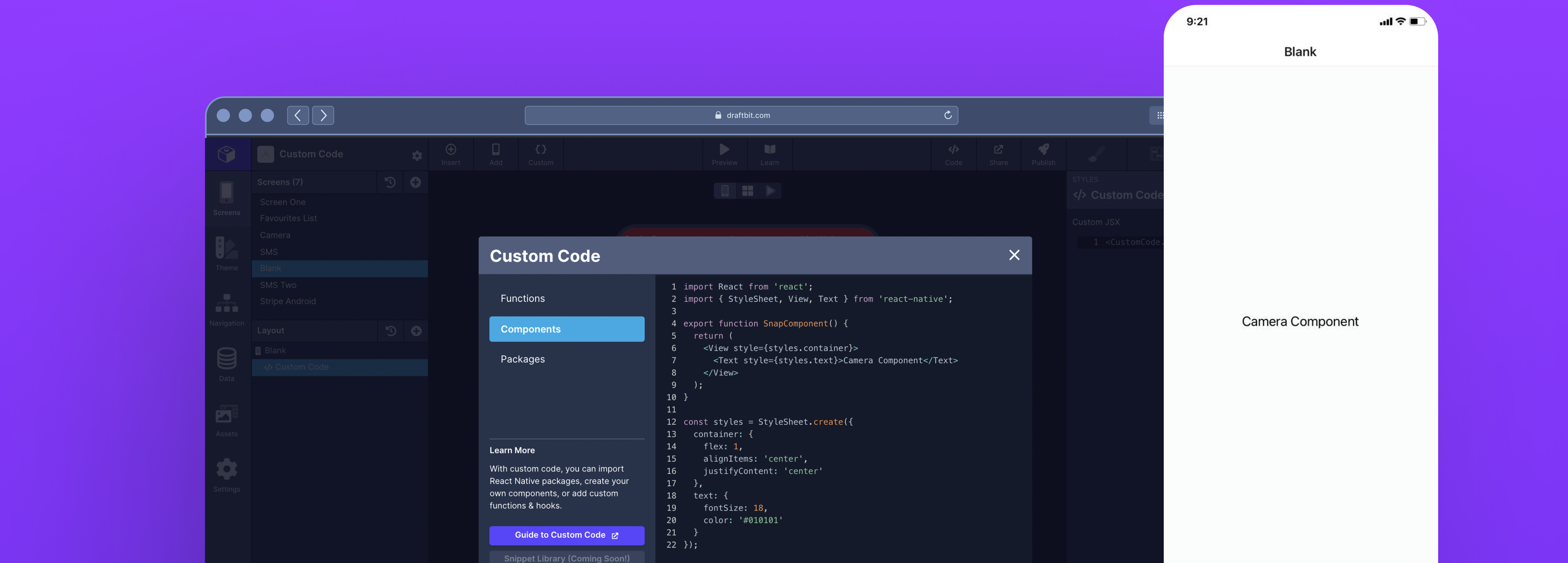How to create a Custom Component in Draftbit | The Draftbit Community