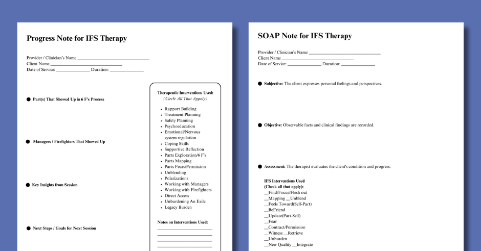IFS Therapy Progress Note Templates | Mentally Fit Pro